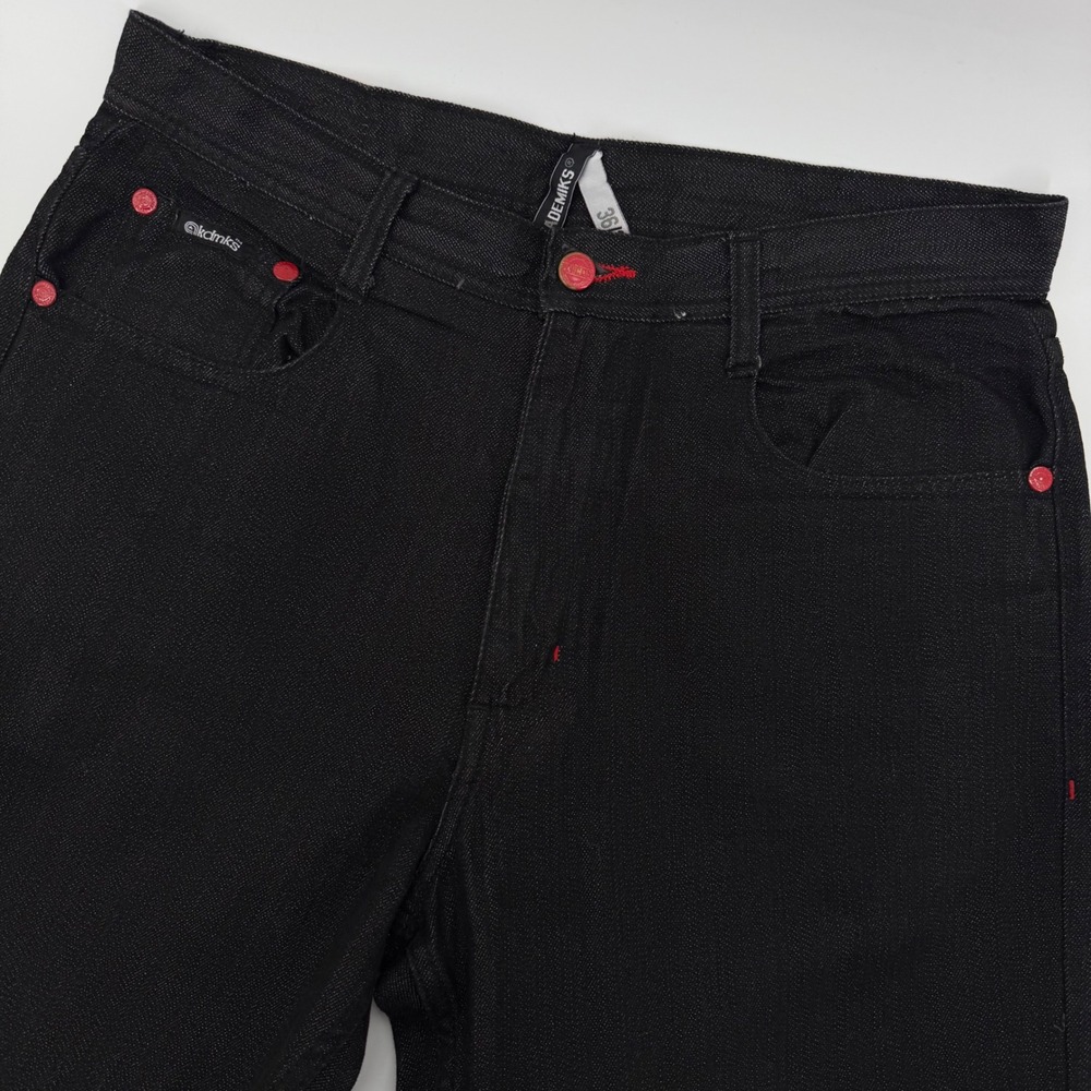 Akademiks Jeans Mens 36x34 Black Red Contrast Stitch Streetwear Denim Pants